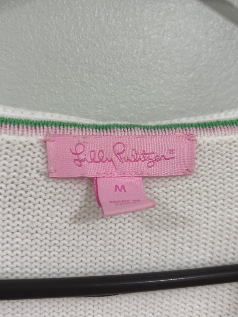 Lilly Pulitzer White V-Neck knit hooded Pullover Sweater size medium - Picture 5 of 9